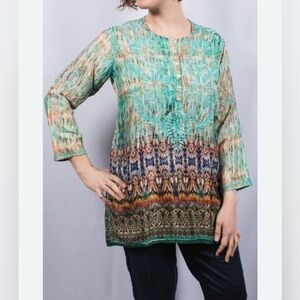 Dolma Embroidered Tunic Top Size Small -
Silk blend